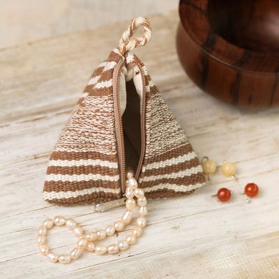 Alternate image for Triangular Striped Cotton Coin Purse Hand-Woven in Peru Mystery Desert