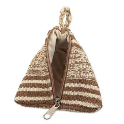Alternate image for Triangular Striped Cotton Coin Purse Hand-Woven in Peru Mystery Desert