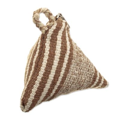 Alternate image for Triangular Striped Cotton Coin Purse Hand-Woven in Peru Mystery Desert