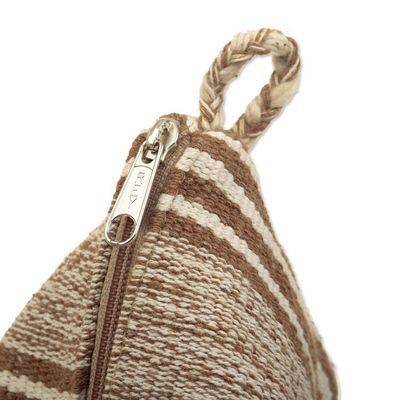 Alternate image for Triangular Striped Cotton Coin Purse Hand-Woven in Peru Mystery Desert