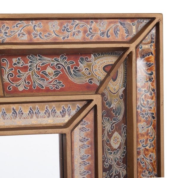 Alternate image for Floral Reverse-Painted Glass Wall Mirror from Peru Colonial Charm