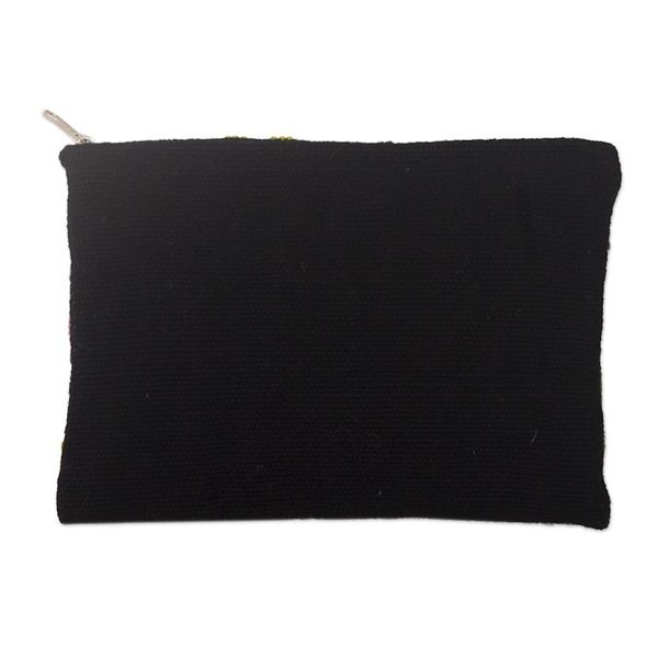 Alternate image for Llama Motif Black Wool Cosmetic Bag from Peru Llama Glam in Grey