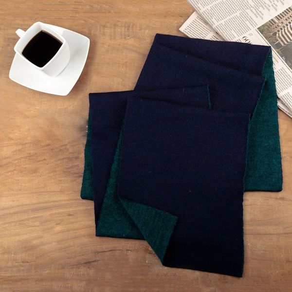Alternate image for Knit Reversible Baby Alpaca Scarf in Indigo and Peacock Peacock Trends