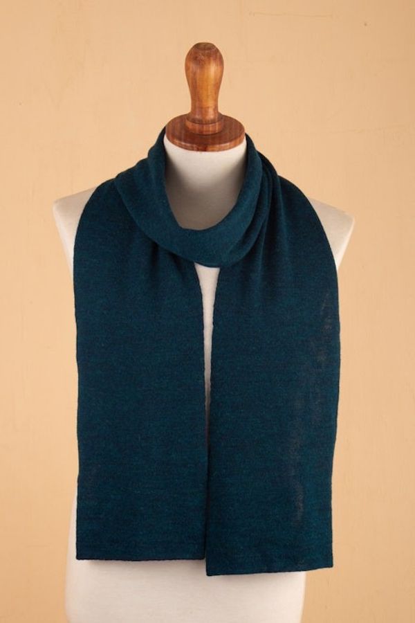 Alternate image for Knit Reversible Baby Alpaca Scarf in Indigo and Peacock Peacock Trends