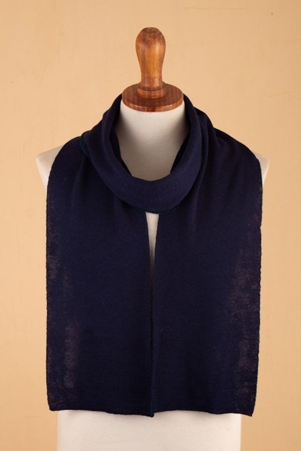 Alternate image for Knit Reversible Baby Alpaca Scarf in Indigo and Peacock Peacock Trends