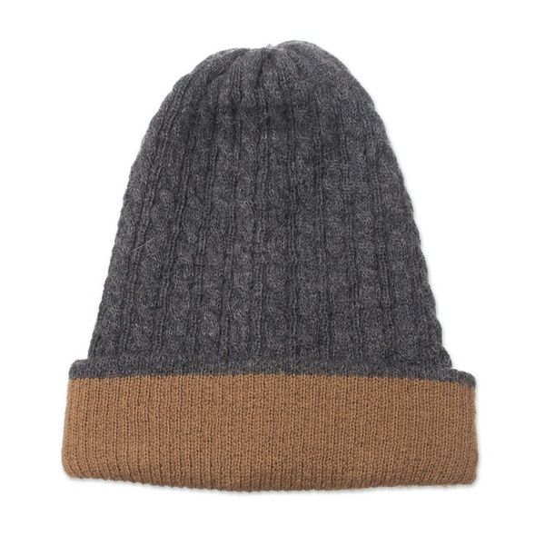Alternate image for Mens Reversible Grey and Brown Alpaca Blend Hat from Peru The Bells of Huancayo
