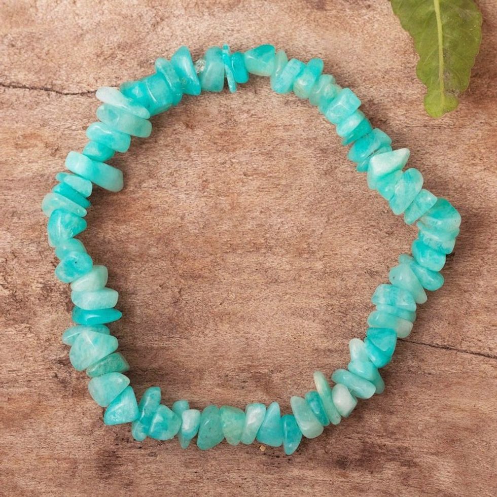 Hand Crafted Amazonite Chip Stone Bracelet 'Aqua Harmony'