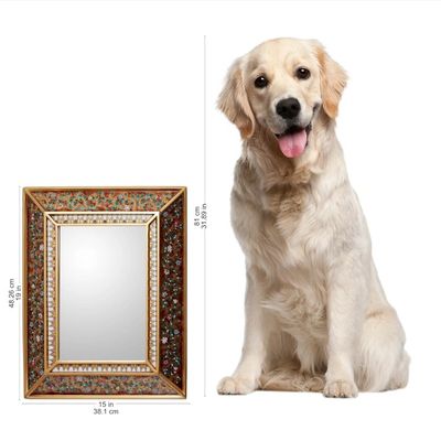 Alternate image for Hand Crafted Floral Glass Mirror Flowers on Gold