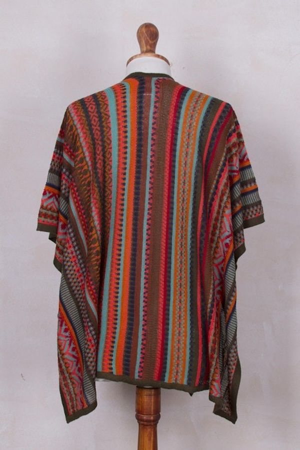 Alternate image for Multi-Color Striped Knit Layering Ruana Desert Strata