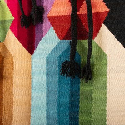 Alternate image for Handloomed Colorful Modern Andean Wool Tapestry from Peru Andean Women