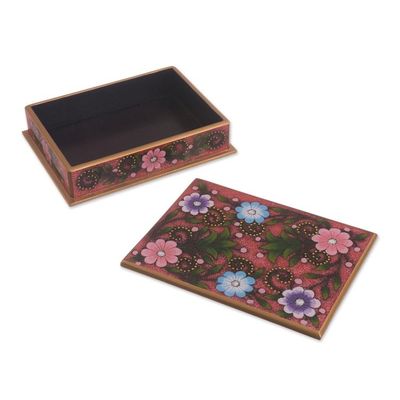 Alternate image for Floral Reverse-Painted Glass Decorative Box in Pink Margarita Garden in Pink