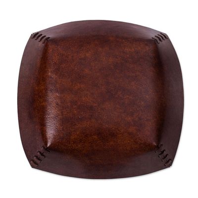 Alternate image for Handcrafted Tooled Leather Inca Wave Motif Catchall Inca Seacoast