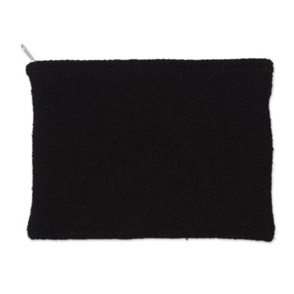 Alternate image for Blue Floral Embroidered Wool Clutch from Peru Floral Nature