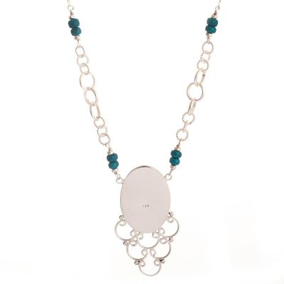 Alternate image for Handcrafted Chrysocolla and Sterling Silver Necklace Andes Baroque
