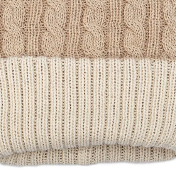 Alternate image for Reversible 100 Alpaca Cable Knit Hat in Ivory and Beige Warm and Snuggly