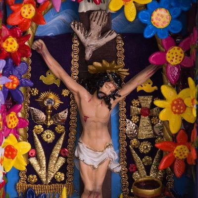 Alternate image for Ceramic and Wood Christian Retablo from Peru Passion of Jesus