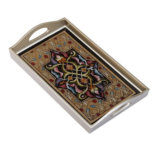 Alternate image for Handcrafted Reverse-Painted Glass Tray Royal Silver