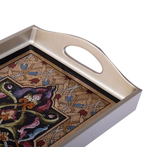 Alternate image for Handcrafted Reverse-Painted Glass Tray Royal Silver