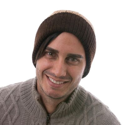 Alternate image for Knit 100 Alpaca Hat in Tan and Mahogany from Peru Warm Braids in Tan