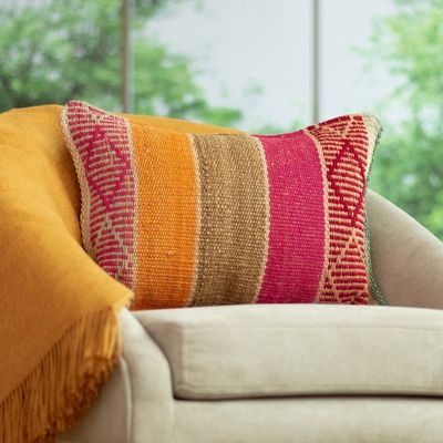 Alternate image for Striped Multicolor Wool Cushion Cover Handloomed in Peru Highland Views