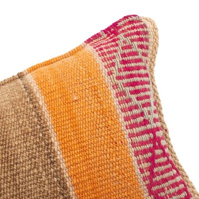 Alternate image for Striped Multicolor Wool Cushion Cover Handloomed in Peru Highland Views