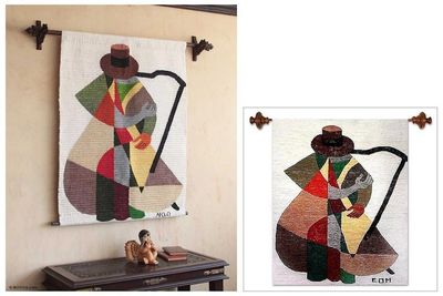 Alternate image for Cubist Tapestry Wall Hanging Hand Loomed in Peru The Harp Player