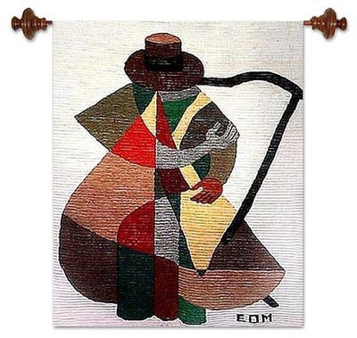 Alternate image for Cubist Tapestry Wall Hanging Hand Loomed in Peru The Harp Player