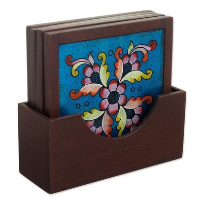 Alternate image for Floral Coasters from Peru Set of 4 Garden Glory