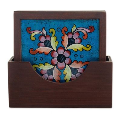 Alternate image for Floral Coasters from Peru Set of 4 Garden Glory