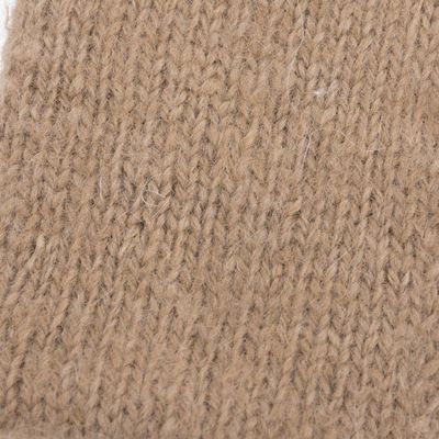 Alternate image for Knit 100 Alpaca Mittens in Tan and White from Peru Striking Contrast in Tan