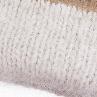 Alternate image for Knit 100 Alpaca Mittens in Tan and White from Peru Striking Contrast in Tan