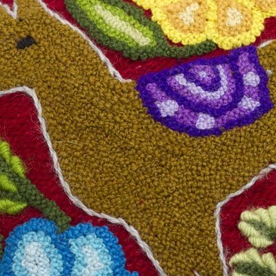 Alternate image for Llama-Themed Embroidered Wool Clutch Bag in Honey Llama Glam in Honey