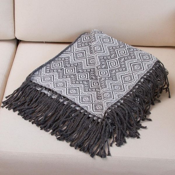 Alternate image for Alpaca Acrylic Blend Throw Blanket in Gunmetal and Eggshell Gunmetal Diamonds