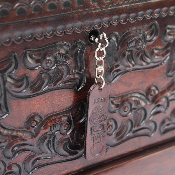 Alternate image for Unique Colonial Wood Leather Jewelry Box Colonial Mystique