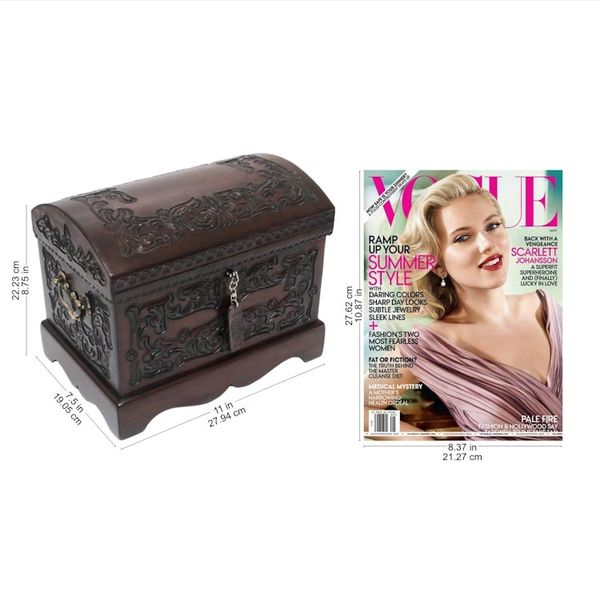 Alternate image for Unique Colonial Wood Leather Jewelry Box Colonial Mystique