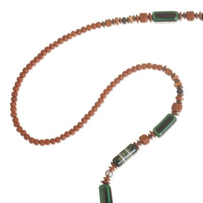Alternate image for Ceramic Beaded Necklace and Earring Set in Earth Colors Green Mountains