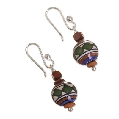 Alternate image for Ceramic Beaded Necklace and Earring Set in Earth Colors Green Mountains
