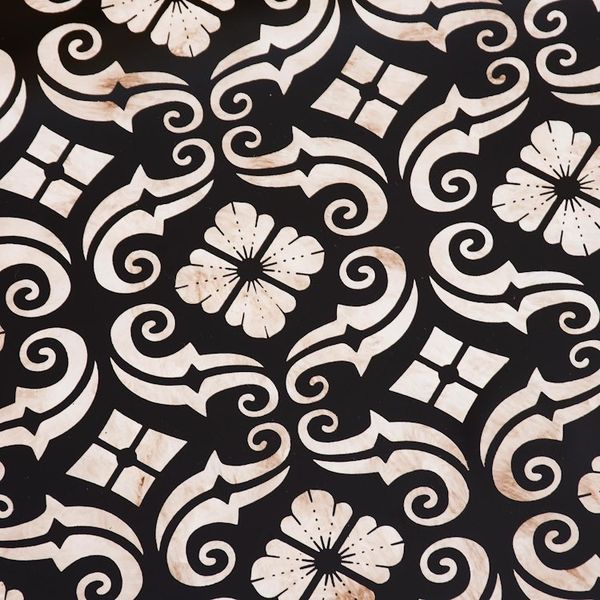 Alternate image for Handmade Black Reverse Painted Glass Serving Tray Floral Muse