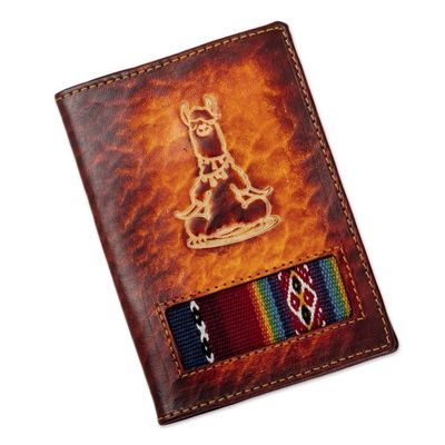 Alternate image for Handcrafted Llama Leather Passport Cover in Dark Brown Thoughtful Llama