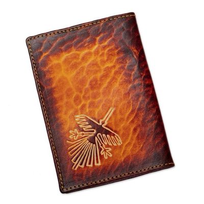 Alternate image for Handcrafted Llama Leather Passport Cover in Dark Brown Thoughtful Llama