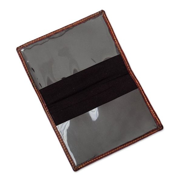 Alternate image for Handcrafted Llama Leather Passport Cover in Dark Brown Thoughtful Llama