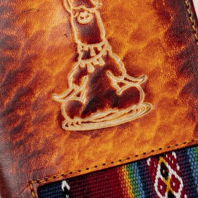 Alternate image for Handcrafted Llama Leather Passport Cover in Dark Brown Thoughtful Llama
