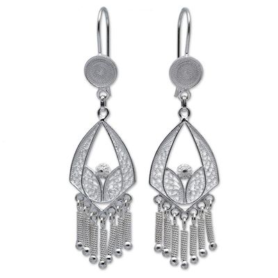 Alternate image for Bridal Sterling Silver Chandelier Earrings from Peru Inca Royal