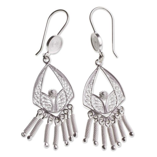 Alternate image for Bridal Sterling Silver Chandelier Earrings from Peru Inca Royal