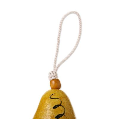 Alternate image for Peruvian Hand Painted Yellow Dried Mate Gourd Birdhouse Hummingbird Condo