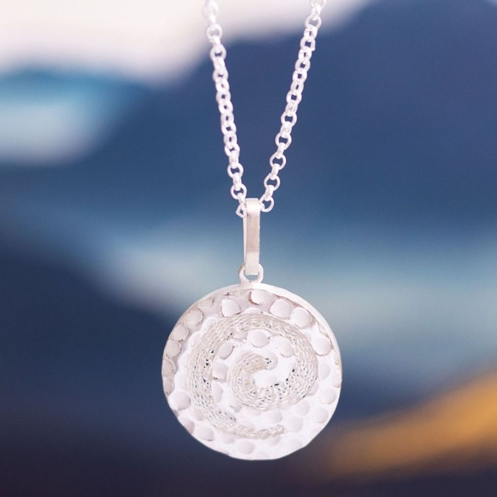 Modern Sterling Silver Necklace 'Spiral Maze'