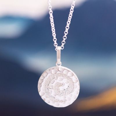 Alternate image for Modern Sterling Silver Necklace Spiral Maze