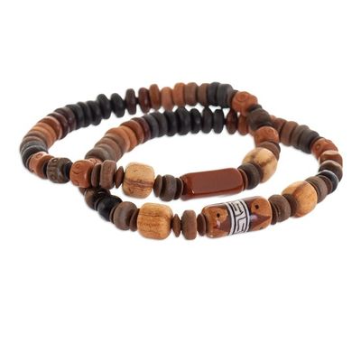 Alternate image for Brown Inca Inspired Ceramic Beaded Bracelets  Pair Mountain Tour