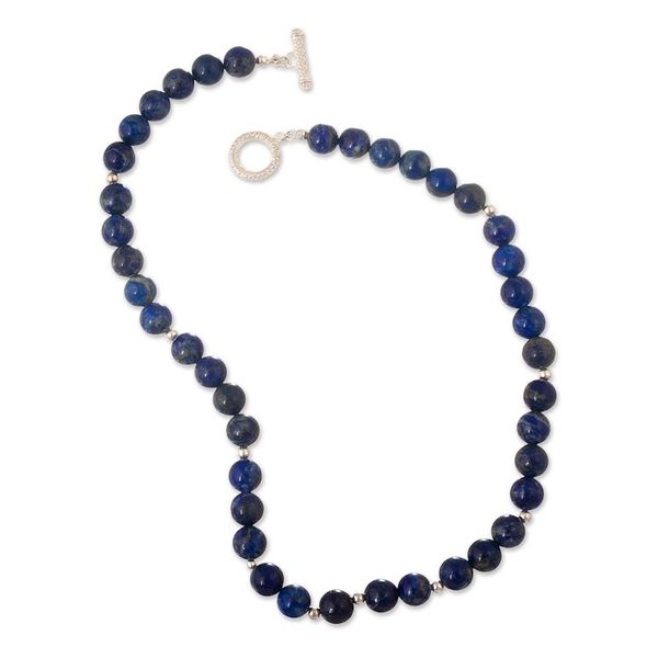 Alternate image for Sterling Silver and Lapis Lazuli Beaded Necklace from Peru Lapis Lazuli Beauty