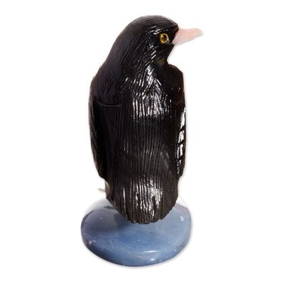 Alternate image for Black and White Onyx Gemstone Penguin Sculpture from Peru The Penguin